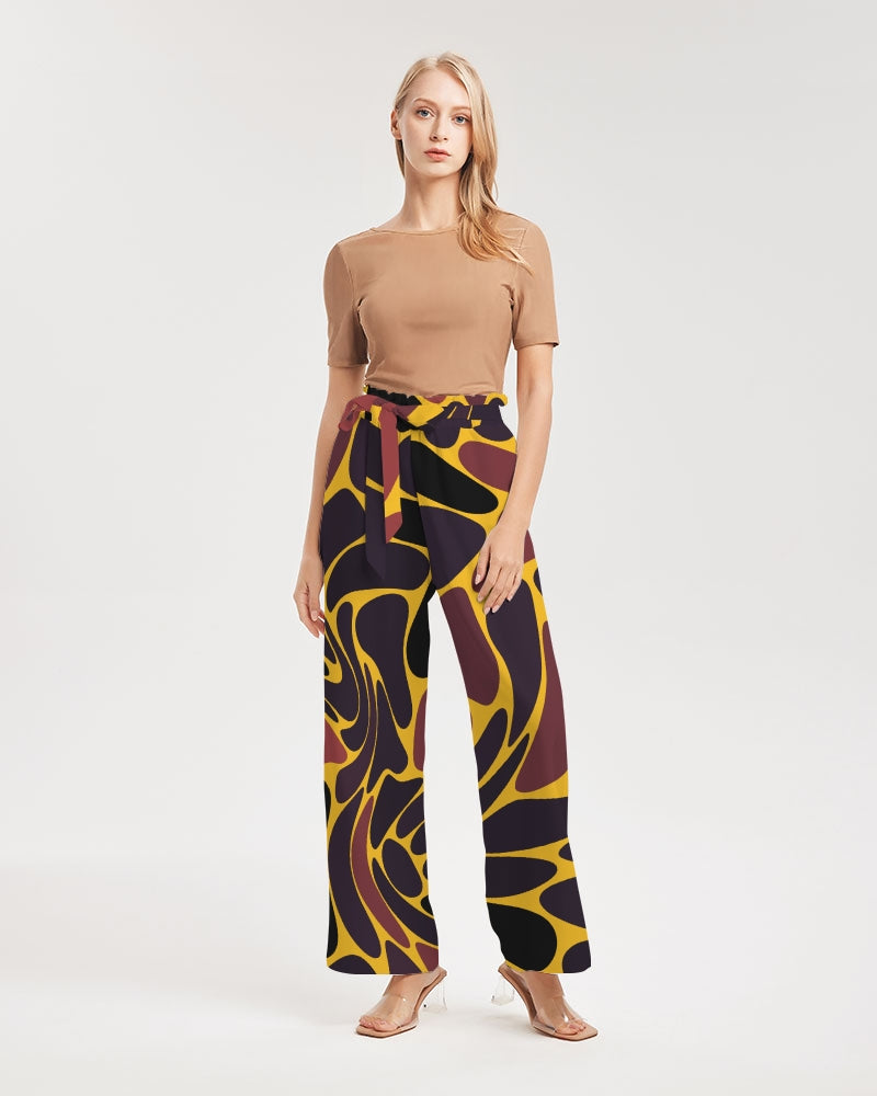Alien Leopard - Yellow Women's High-Rise Wide Leg Pants