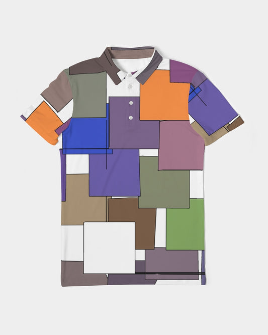 Stacked Squares Men's Slim Fit Short Sleeve Polo