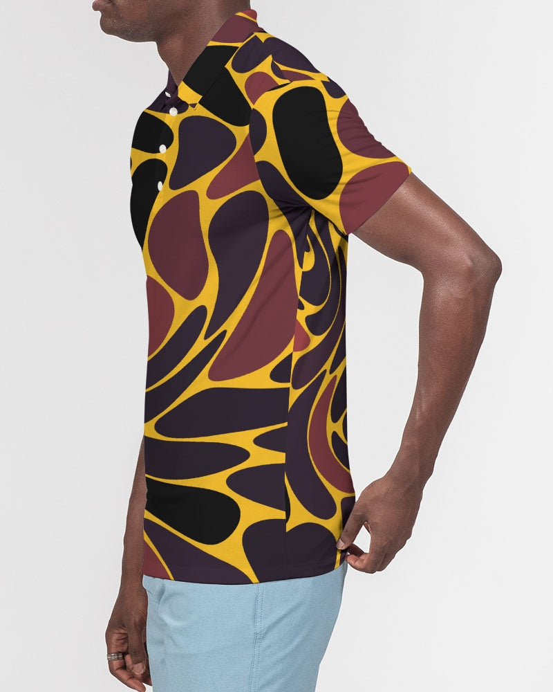 Alien Leopard - Yellow Men's Slim Fit Short Sleeve Polo