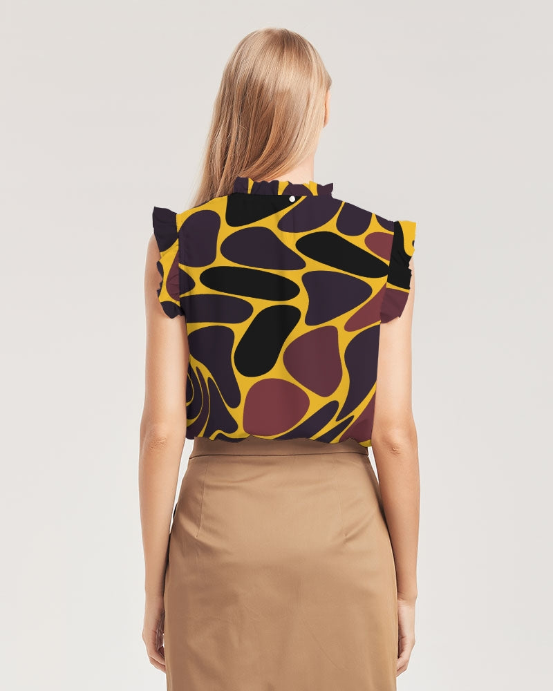 Alien Leopard - Yellow Women's Ruffle Sleeve Top