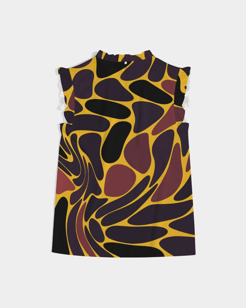 Alien Leopard - Yellow Women's Ruffle Sleeve Top