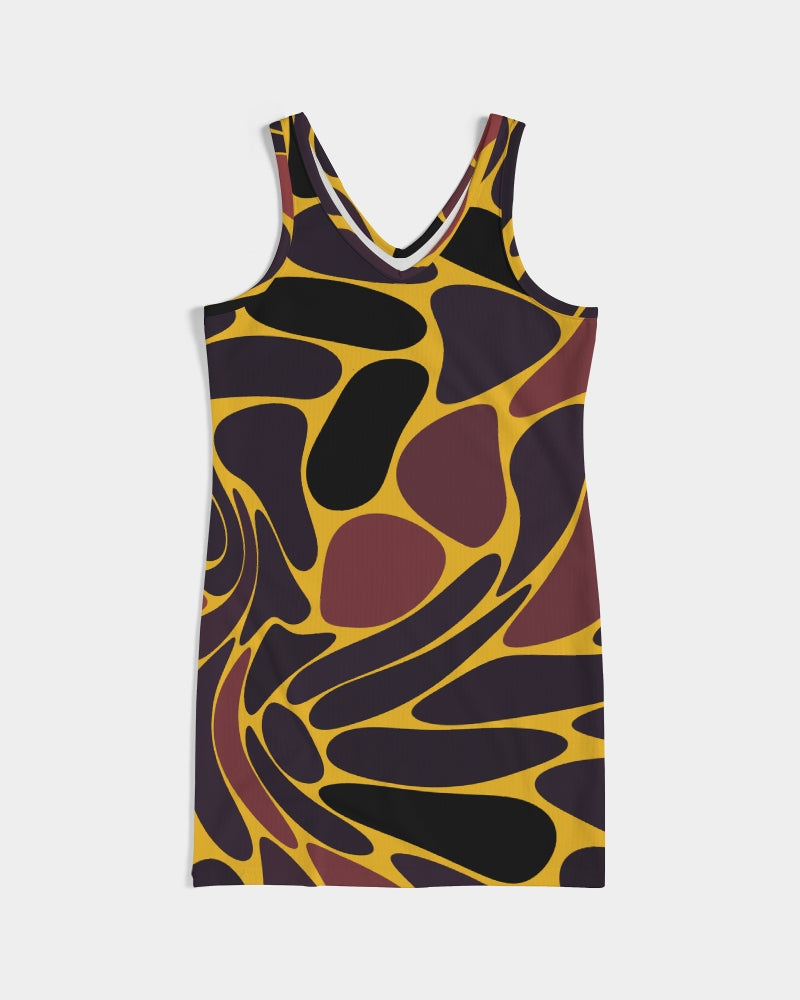 Alien Leopard - Yellow Women's Rib Knit V Neck Mini Dress