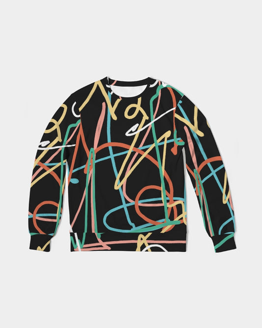 Summer Vibes Black All-Over Print Classic French Terry Crewneck Pullover