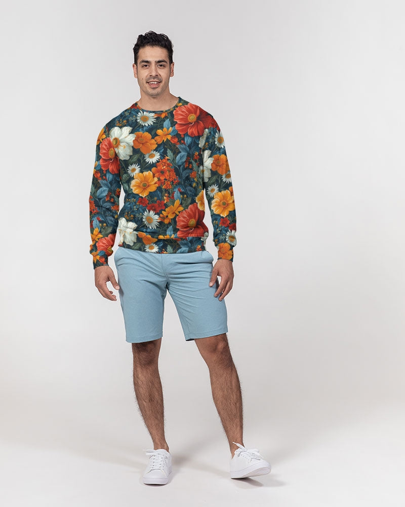 Flowers of Eden All-Over Print Classic French Terry Crewneck Pullover