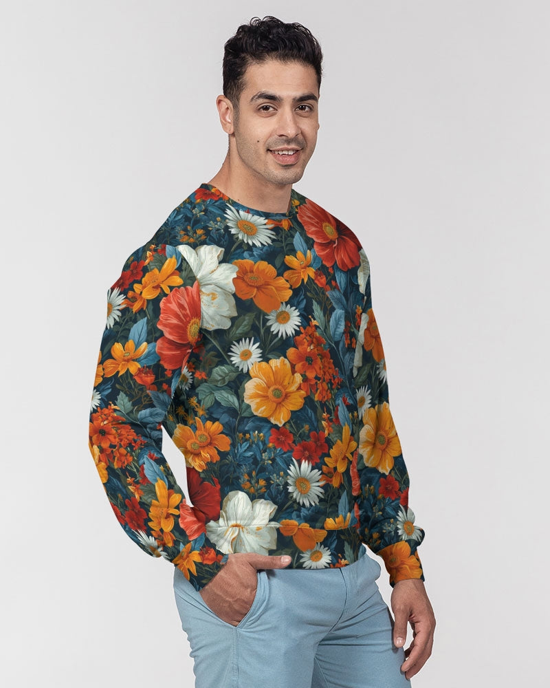 Flowers of Eden All-Over Print Classic French Terry Crewneck Pullover